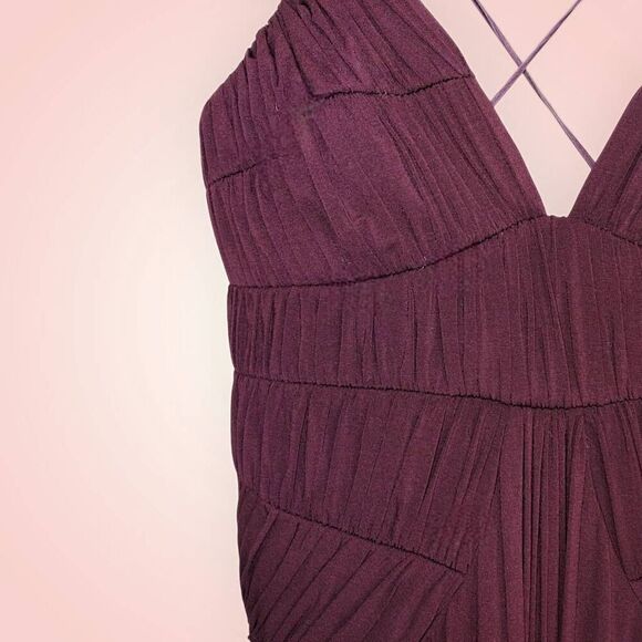 Laundry Shelli Segal Gown Sz 6 Burgundy Strappy Low Back Jersey Knit Swiftie - Picture 9 of 13